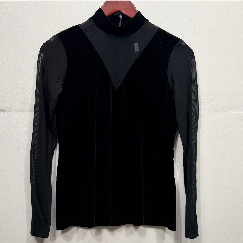 Anatomie Kim Velvet Black Mesh-Long Sleeve Blouse / Size-Small